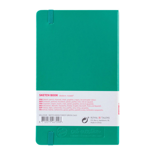 Carnet croquis 13x21cm - 80 feuilles - 140g - vert forêt - Royal Talens