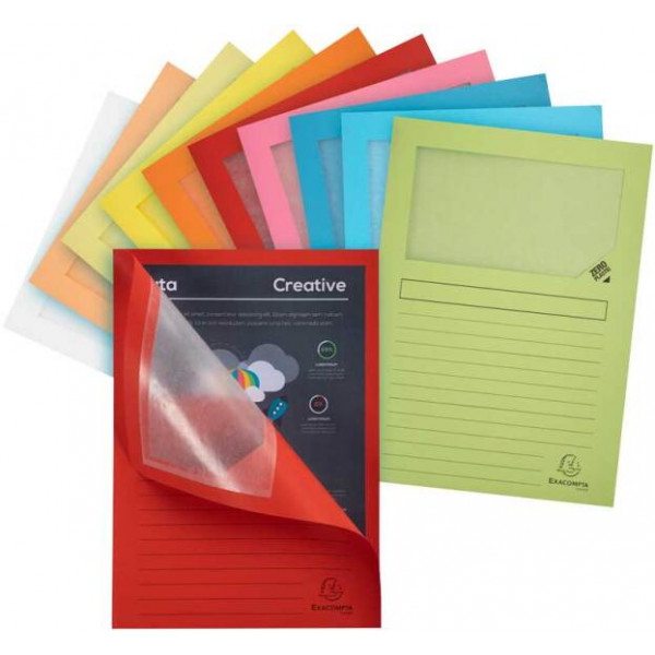 50 chemises à fenêtre 22x31cm document A4 160g couleurs assorties Exacompta