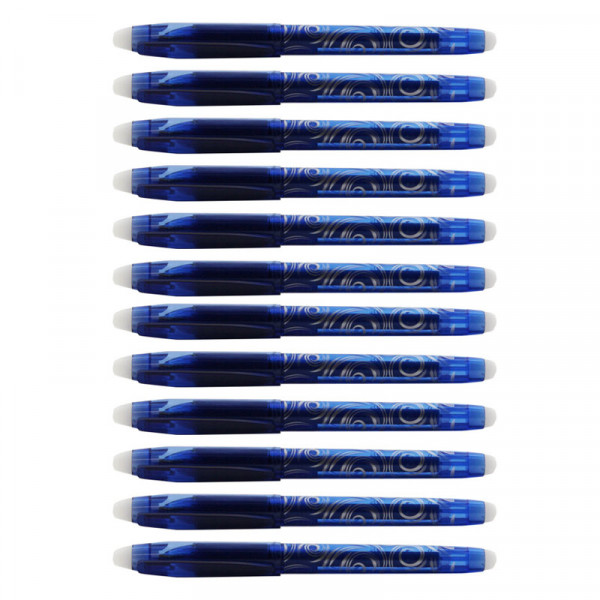 Boîte 12 stylos encre gel effaçable R-Pen bleu pointe moyenne 0.7mm