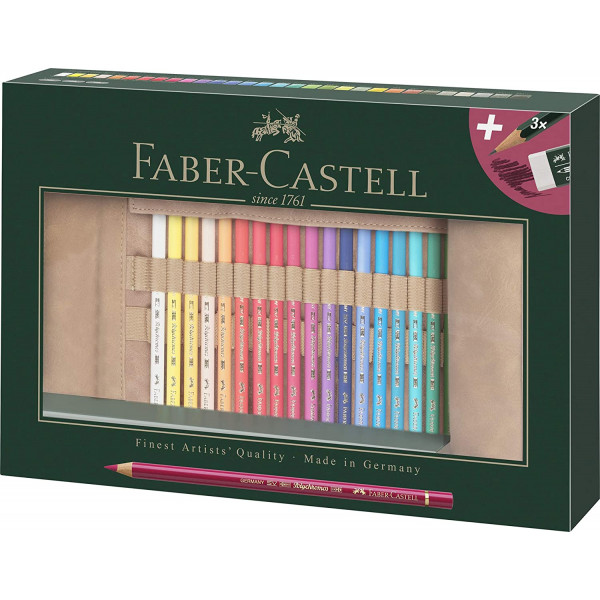 photo-33 crayons de couleur - Polychromos - Trousse rouleau - Accessoires - Faber-Castell