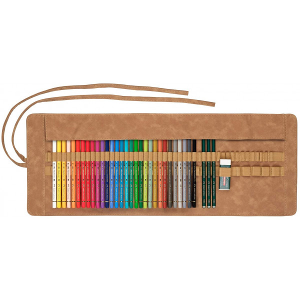 33 crayons de couleur - Polychromos - Trousse rouleau - Accessoires - Faber-Castell