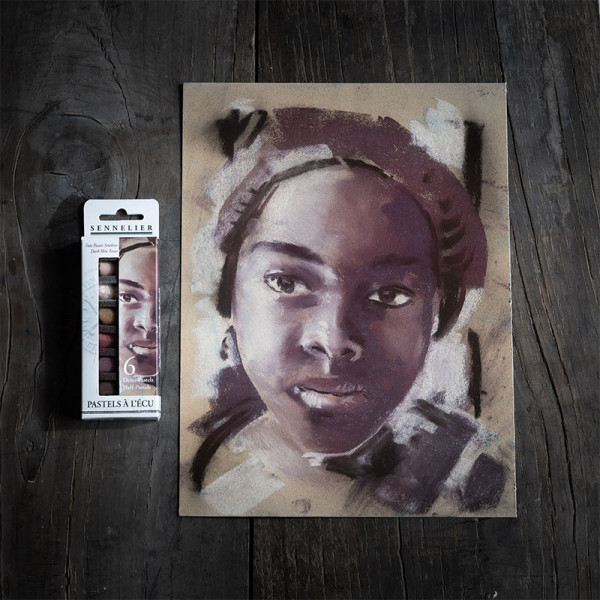 Etui de 6 demi pastels à l'écu Sennelier portrait peaux foncés