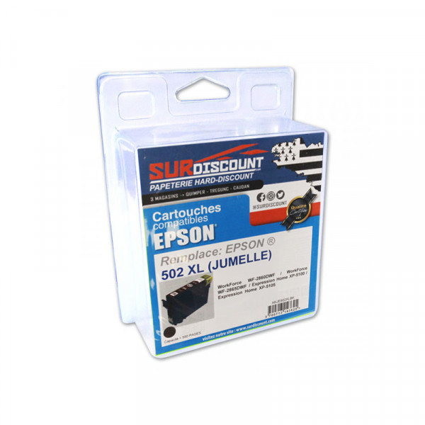 EPSON 502 XL cartouche noir compatible modèle jumelle SURDISCOUNT