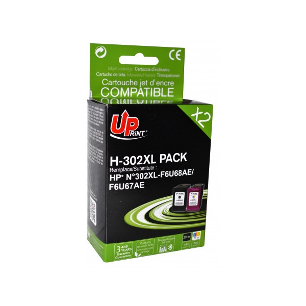 HP 302XL pack de 2 cartouches compatibles H-302XL UpPrint
