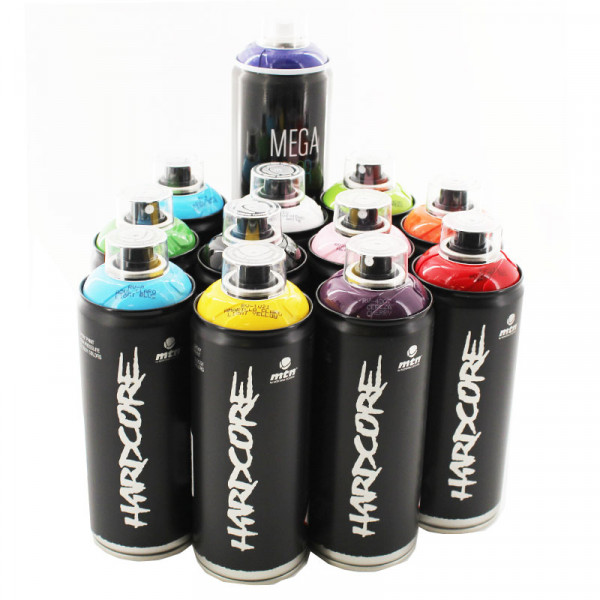 Lot 12 Bombes de Peinture Mtn Hardcore 400ml Mega Color 600ml Mtn