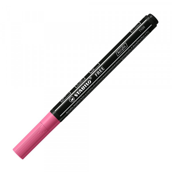 Marqueur STABILO FREE - T100 Rose acrylique - pointe conique