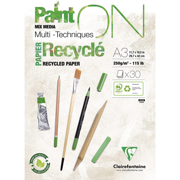 photo-Bloc - Multi techniques - A3 - Papier recyclé - PaintOn - Clairefontaine