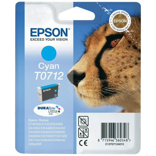 Epson T0712 Cyan cartouche d'encre modèle guépard