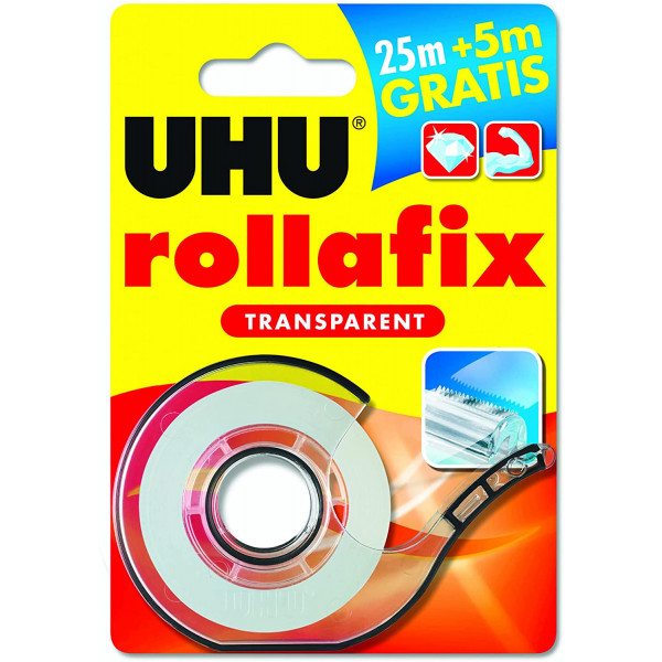 Ruban adhésif avec dévidoir UHU Rollafix transparent 25m+5m | Surdiscount