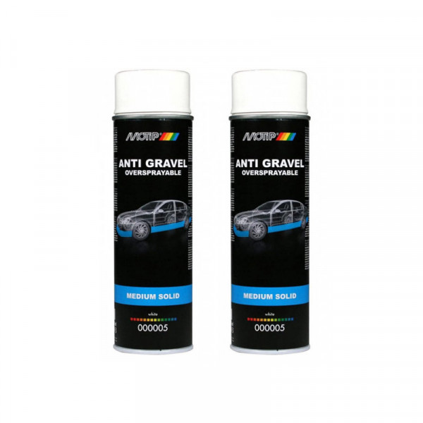 Lot de 2 bombes de peinture anti gravillons - blanc - Motip