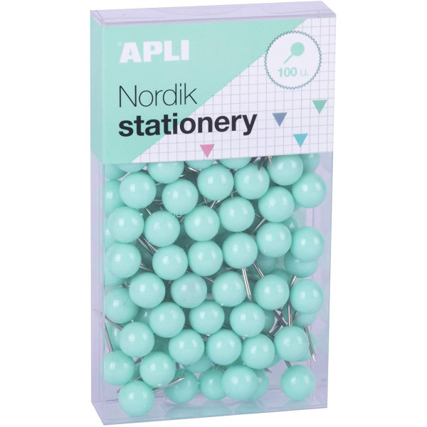 Boîte de 100 punaises rondes couleurs pastel Nordik Apli