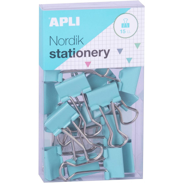 Boîte de 15 pinces à clip couleurs pastel Nordik Apli
