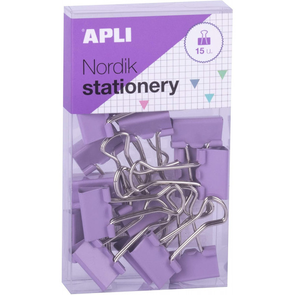 Boîte de 15 pinces à clip couleurs pastel Nordik Apli
