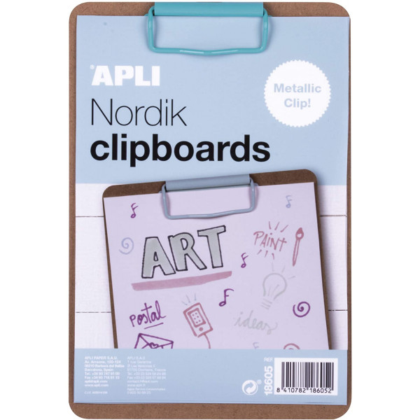 photo-Porte -bloc - Pour document A5 - Clip métal bleu - Bois - Apli Nordik