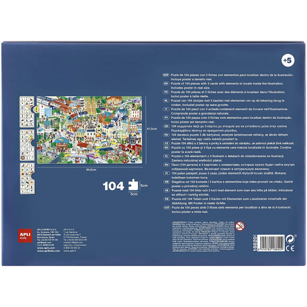 Puzzle - Enfant - 104 pièces - Thème ville  - Apli Kids