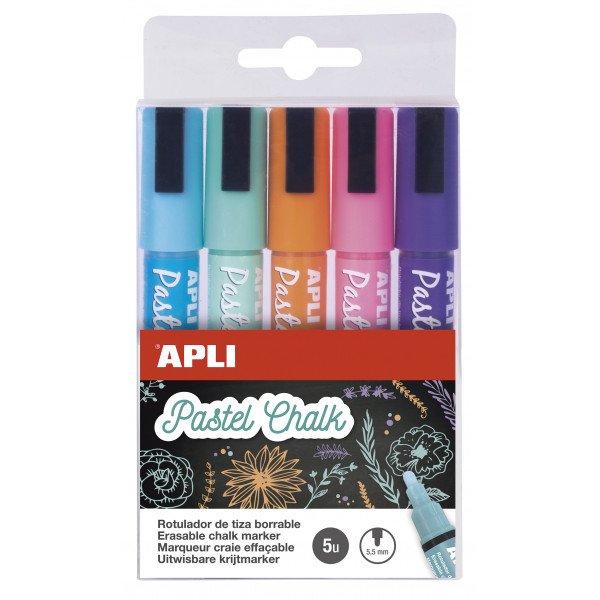 photo-5 Marqueurs craie liquide pointe ronde 5,5 mm - Couleurs pastel - Apli