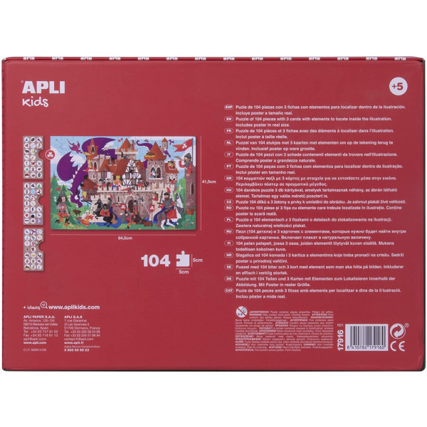 Puzzle enfant 104 pièces thème château Apli Kids