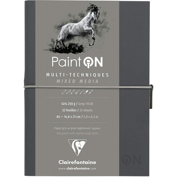 photo-Carnet - Multi techniques - A5 - 64 pages - 250g - Gris - Paint On Mixed Media - Clairefontaine