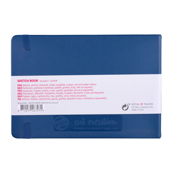 Carnet Croquis - 21 x 14,8cm - 80 feuilles - 140g - bleu marine - Royal Talens