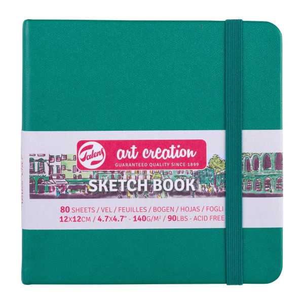 Carnet Croquis 12x12 cm - 80 feuilles - 140g - vert forêt - Royal Talens