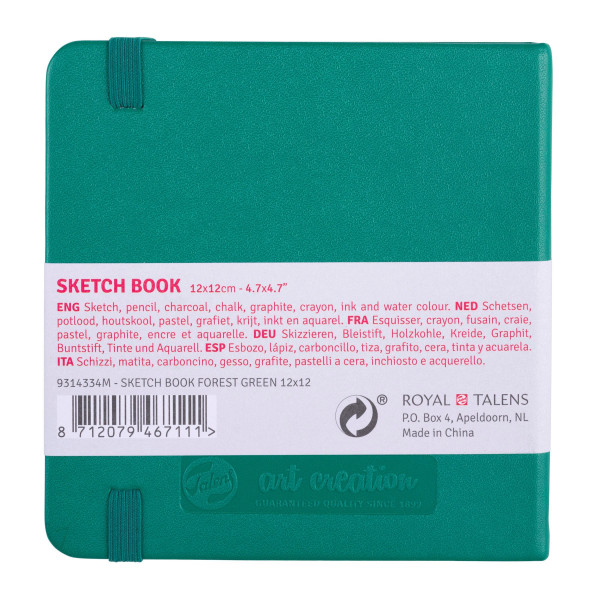Carnet Croquis 12x12 cm - 80 feuilles - 140g - vert forêt - Royal Talens