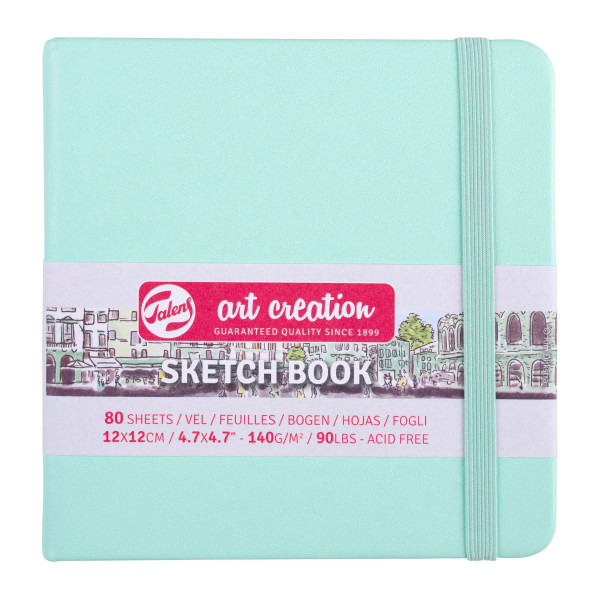 Carnet Croquis 12x12 cm - 80 feuilles - 140g - vert menthe - Royal Talens