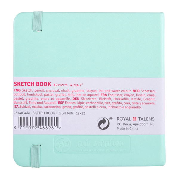 Carnet Croquis 12x12 cm - 80 feuilles - 140g - vert menthe - Royal Talens