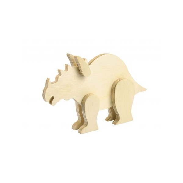 Dinosaure en bois tricératops à décorer 16 x 10,5 x 2,7 cm