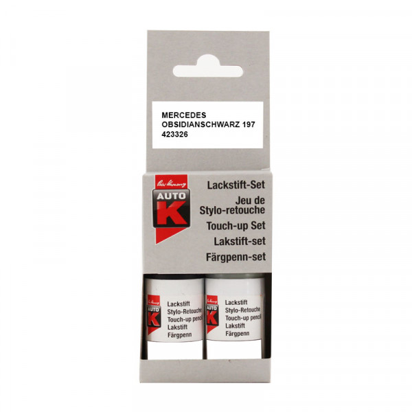 photo - Stylo de retouche et vernis pour carrosserie - Mercedes - 197 Obsidianschwarz - Auto K