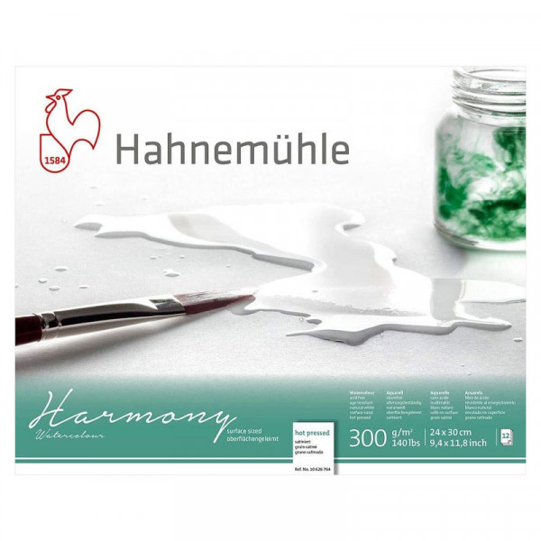 Bloc aquarelle Harmony 300g/m2 12feuilles grain satiné 24x30cm - Hahnemühle | Surdiscount