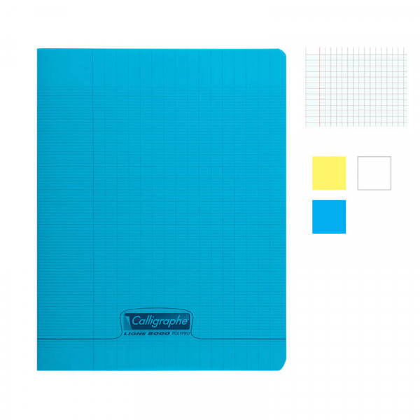 Lot de 3 cahiers - 24x32(cm) - Grands carreaux - 140 pages - couverture en polypro - sans spirale - Clairefontaine