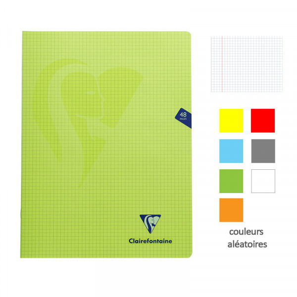 Cahier - 24x32(cm) - Petits carreaux - 48 pages - couverture en polypro - sans spirale - Clairefontaine - Mimesys