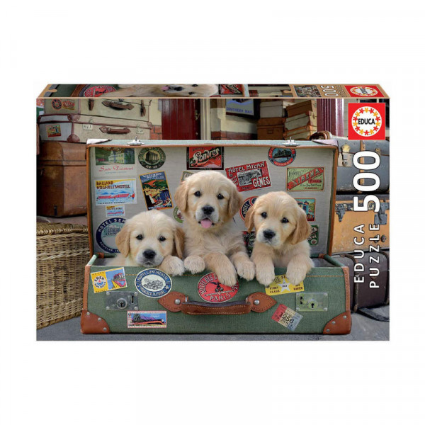 Puzzle Des chiots dans les bagages 500 pièces - Educa | Surdiscount