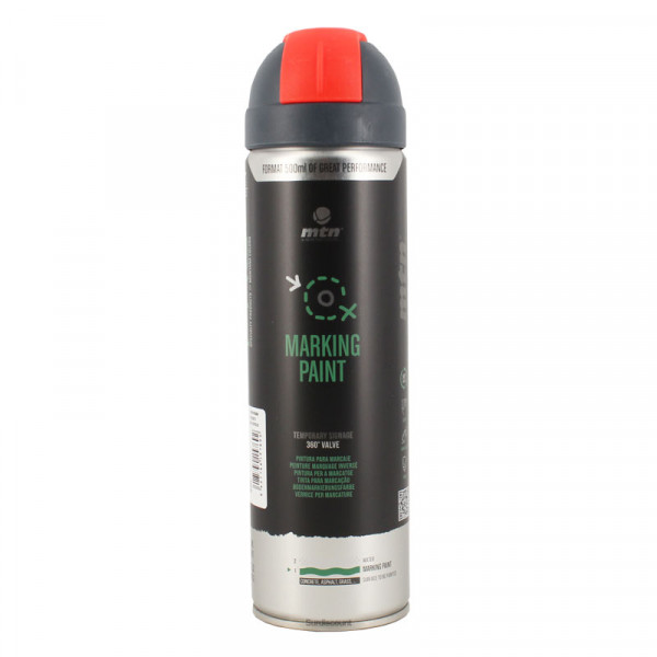 photo-Bombe de peinture de marquage au sol signalisation - Rouge - MTN Pro - 500ml