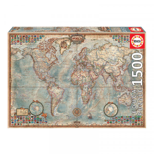 Puzzle Le Monde, Carte Politique 1 500 pièces - Educa | Surdiscount