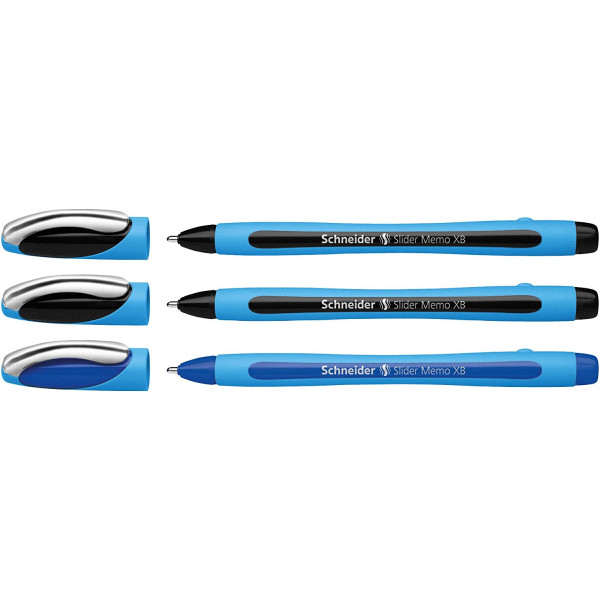 photo-3 stylos à bille - Bleu/Noir - Pointe extra large XB - Slider Memo XB - Slider Rave XB - Schneider