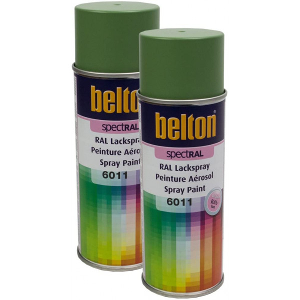 2 bombes de peinture Belton Spectral RAL6011 Vert Réséda 400ml