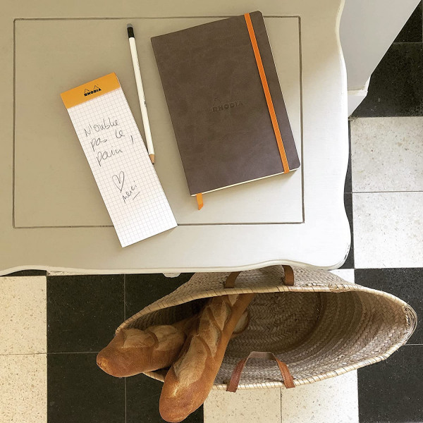 Bloc notes - Shopping - 7,4 x 21 cm - Petits Carreaux - 80 feuilles - Orange - Rhodia