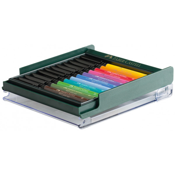 Boîte de 12 feutres à dessin - Pointe pinceau - Couleurs de base - Pitt Artist - Faber-Castell