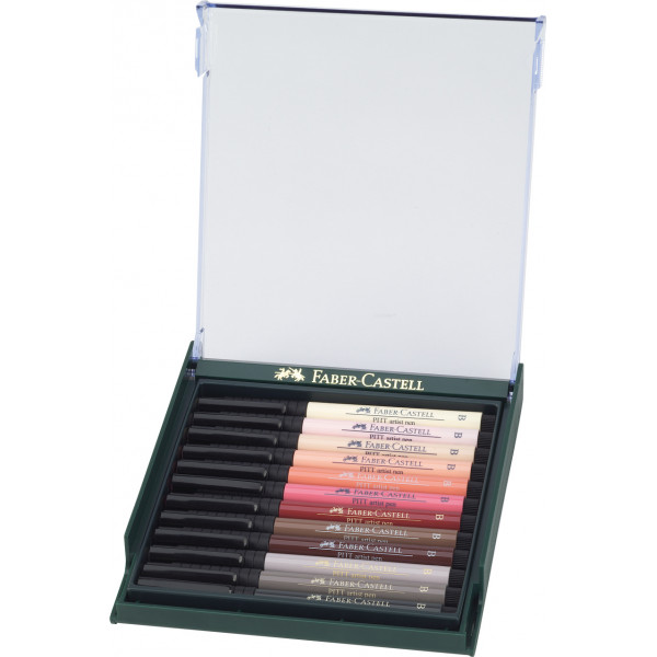 Boîte de 12 feutres à dessin - Pointe pinceau - Couleurs clairs chair - Pitt Artist - Faber-Castell