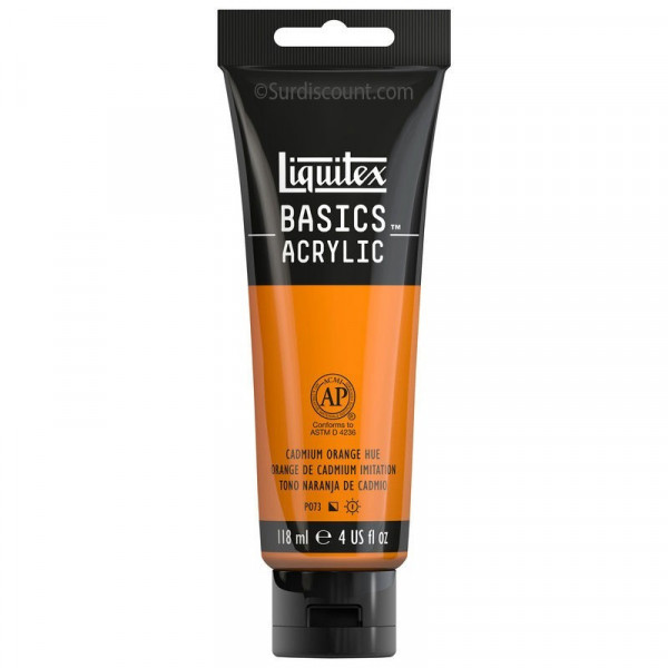 Peinture Acrylique en tube orange cadmium 118ml - Liquitex Basics