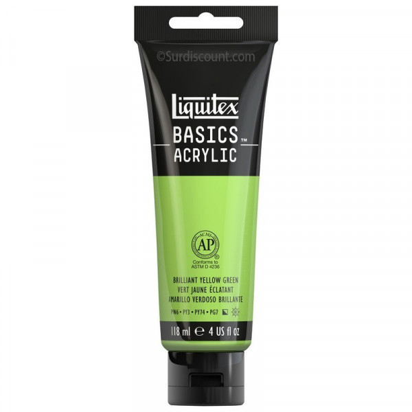 photo-Peinture Acrylique en tube vert jaune brillant 118ml - Liquitex Basics