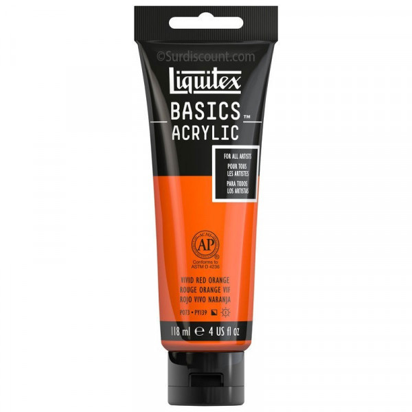 Peinture Acrylique en tube rouge orange vif 118ml - Liquitex Basics