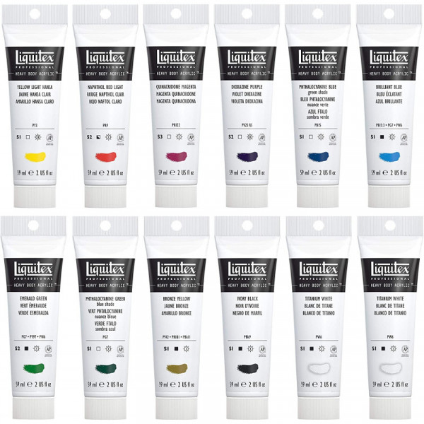 Set Peinture Acrylique de 12 tubes - Liquitex Heavy Body