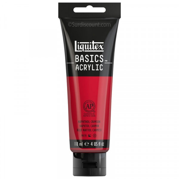 photo-Peinture Acrylique en tube rouge naphtol carmin 118ml - Liquitex Basics