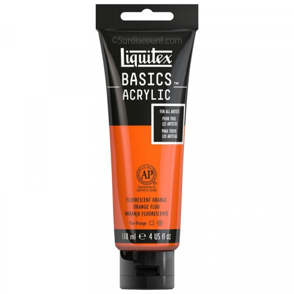 photo-Peinture Acrylique en tube orange fluo 118ml - Liquitex Basics