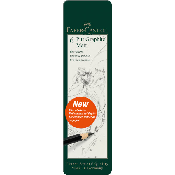 photo-6 crayons graphite - Pitt Graphite Matt - Assortiments de mines - Faber-Castell