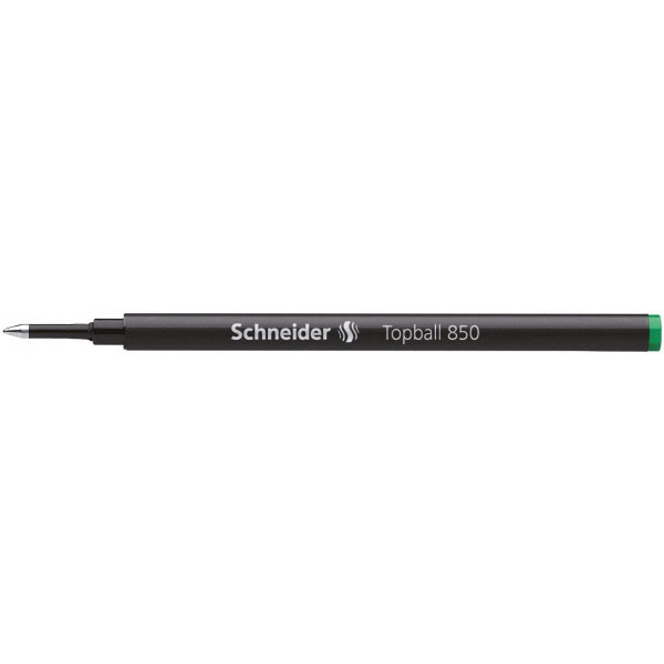 Lot de 10 recharges pour stylo roller - Vert - Pointe 0,5mm - Topball 850 - Schneider