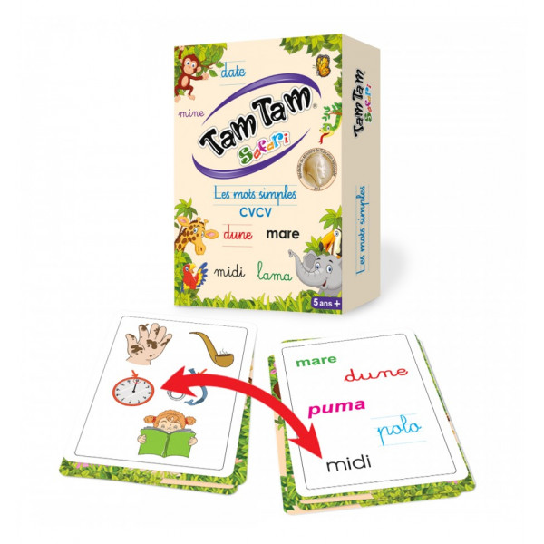 Jeu éducatif - Tam Tam Safari - Les mots simples - Jeu de lecture - Dès 5 ans