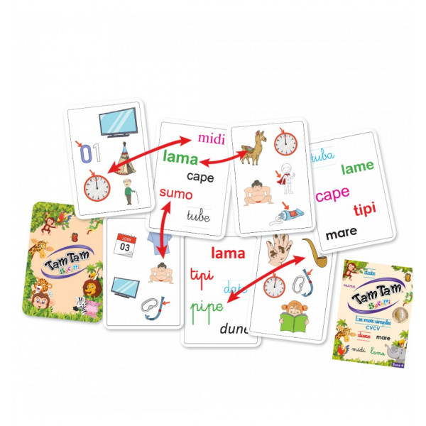 Jeu éducatif - Tam Tam Safari - Les mots simples - Jeu de lecture - Dès 5 ans